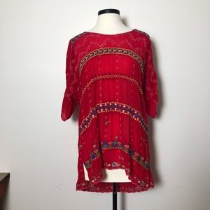 JWLA Tunic Red w/ Embroidered Detail